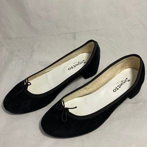REPETTO Camille Black Suede Women's Ballerina Flats US 9/EU 40
